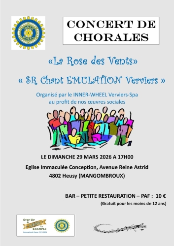 CONCERT DE CHORALES 
EGLISE DE MANGOMBROUX (Verviers)
le 29 mars à 17h00
